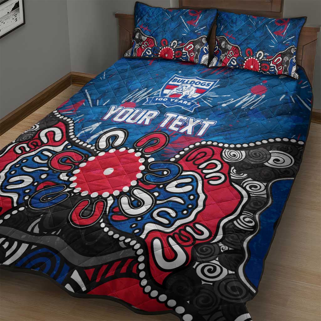 Personalized Western Bulldogs 100 Years Anniversary Quilt Bed Set Aboriginal Dot Painting Graffiti Style