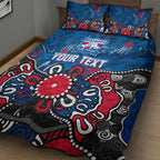 Personalized Western Bulldogs 100 Years Anniversary Quilt Bed Set Aboriginal Dot Painting Graffiti Style