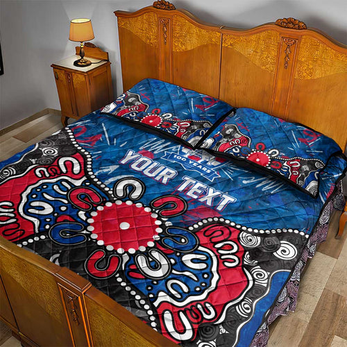 Personalized Western Bulldogs 100 Years Anniversary Quilt Bed Set Aboriginal Dot Painting Graffiti Style