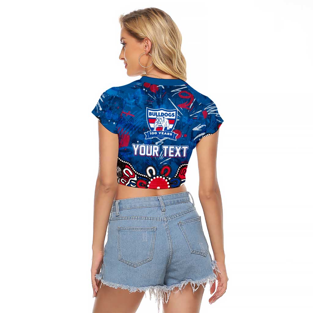 Personalized Western Bulldogs 100 Years Anniversary Raglan Cropped T Shirt Aboriginal Dot Painting Graffiti Style