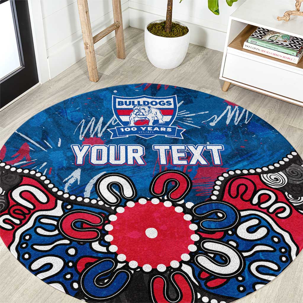 Personalized Western Bulldogs 100 Years Anniversary Round Carpet Aboriginal Dot Painting Graffiti Style