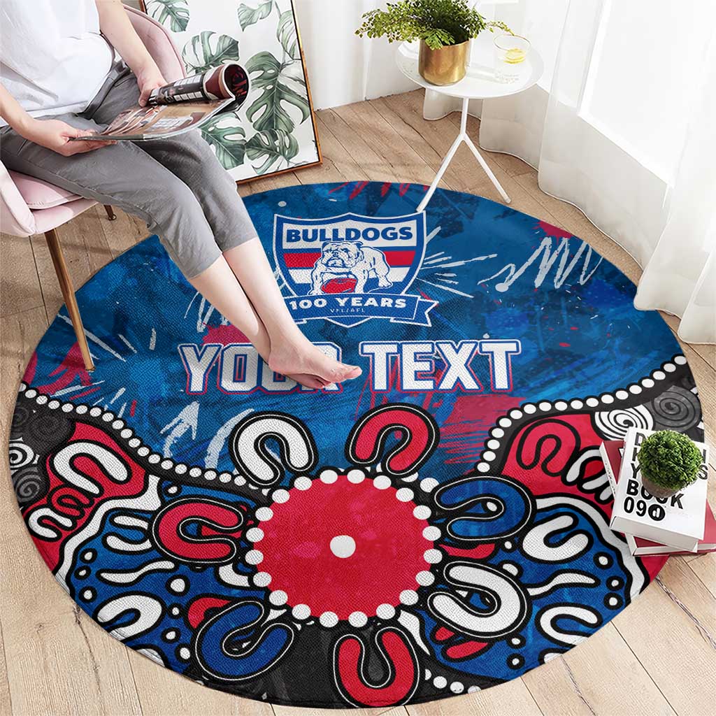 Personalized Western Bulldogs 100 Years Anniversary Round Carpet Aboriginal Dot Painting Graffiti Style