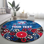Personalized Western Bulldogs 100 Years Anniversary Round Carpet Aboriginal Dot Painting Graffiti Style