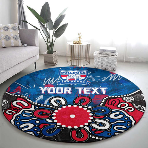 Personalized Western Bulldogs 100 Years Anniversary Round Carpet Aboriginal Dot Painting Graffiti Style