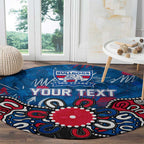 Personalized Western Bulldogs 100 Years Anniversary Round Carpet Aboriginal Dot Painting Graffiti Style
