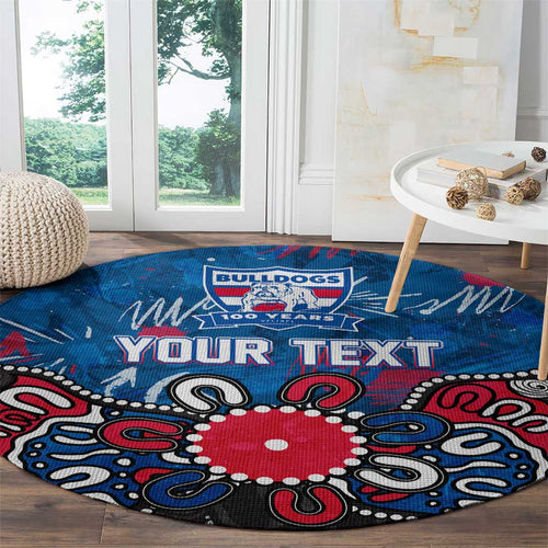 Personalized Western Bulldogs 100 Years Anniversary Round Carpet Aboriginal Dot Painting Graffiti Style