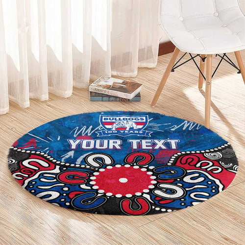 Personalized Western Bulldogs 100 Years Anniversary Round Carpet Aboriginal Dot Painting Graffiti Style
