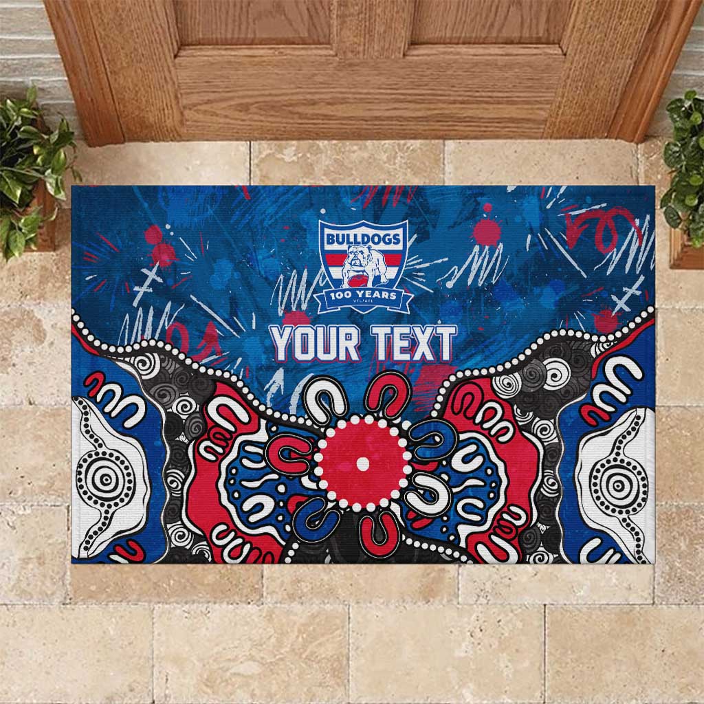 Personalized Western Bulldogs 100 Years Anniversary Rubber Doormat Aboriginal Dot Painting Graffiti Style