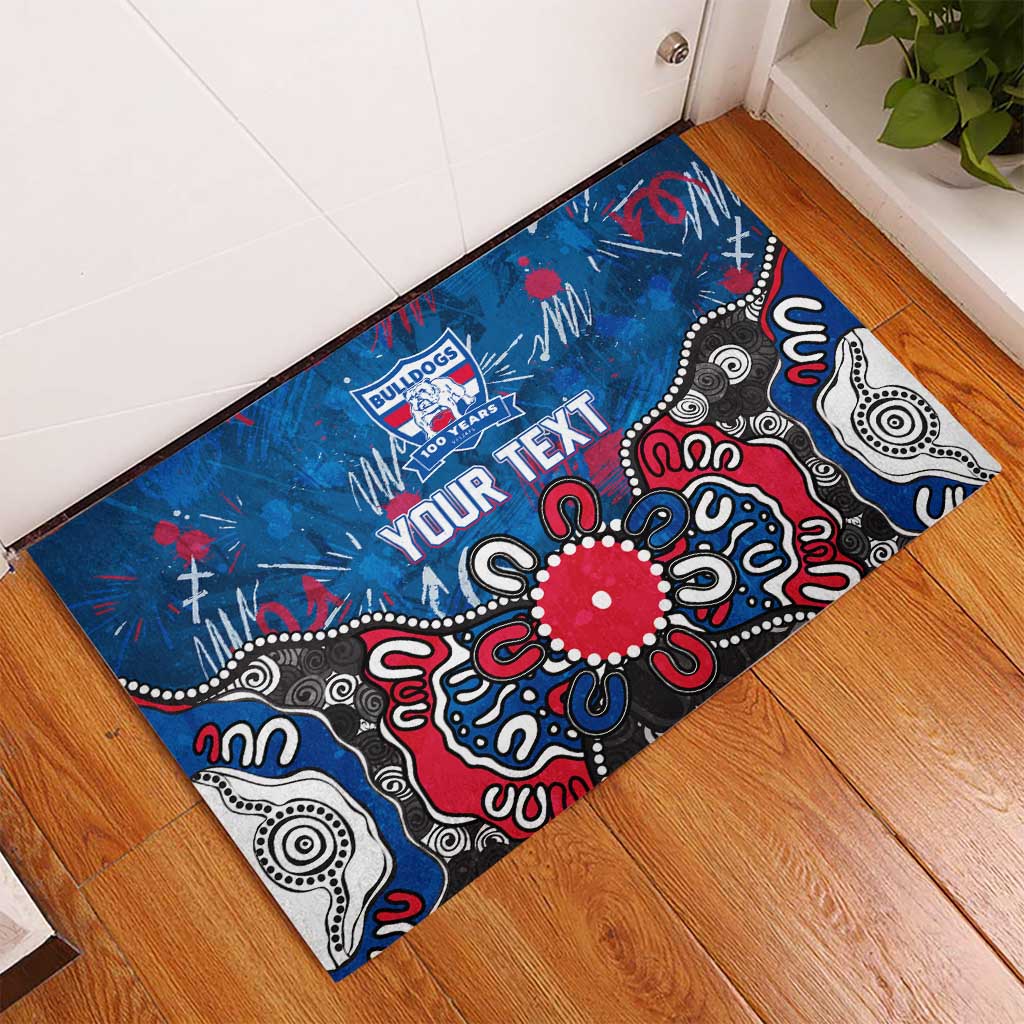 Personalized Western Bulldogs 100 Years Anniversary Rubber Doormat Aboriginal Dot Painting Graffiti Style