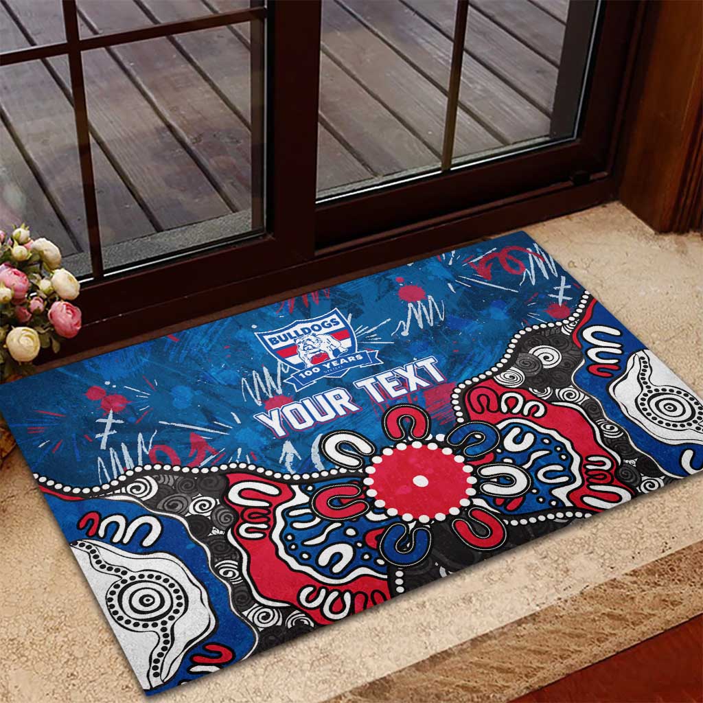 Personalized Western Bulldogs 100 Years Anniversary Rubber Doormat Aboriginal Dot Painting Graffiti Style