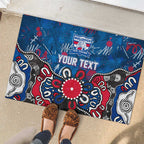 Personalized Western Bulldogs 100 Years Anniversary Rubber Doormat Aboriginal Dot Painting Graffiti Style