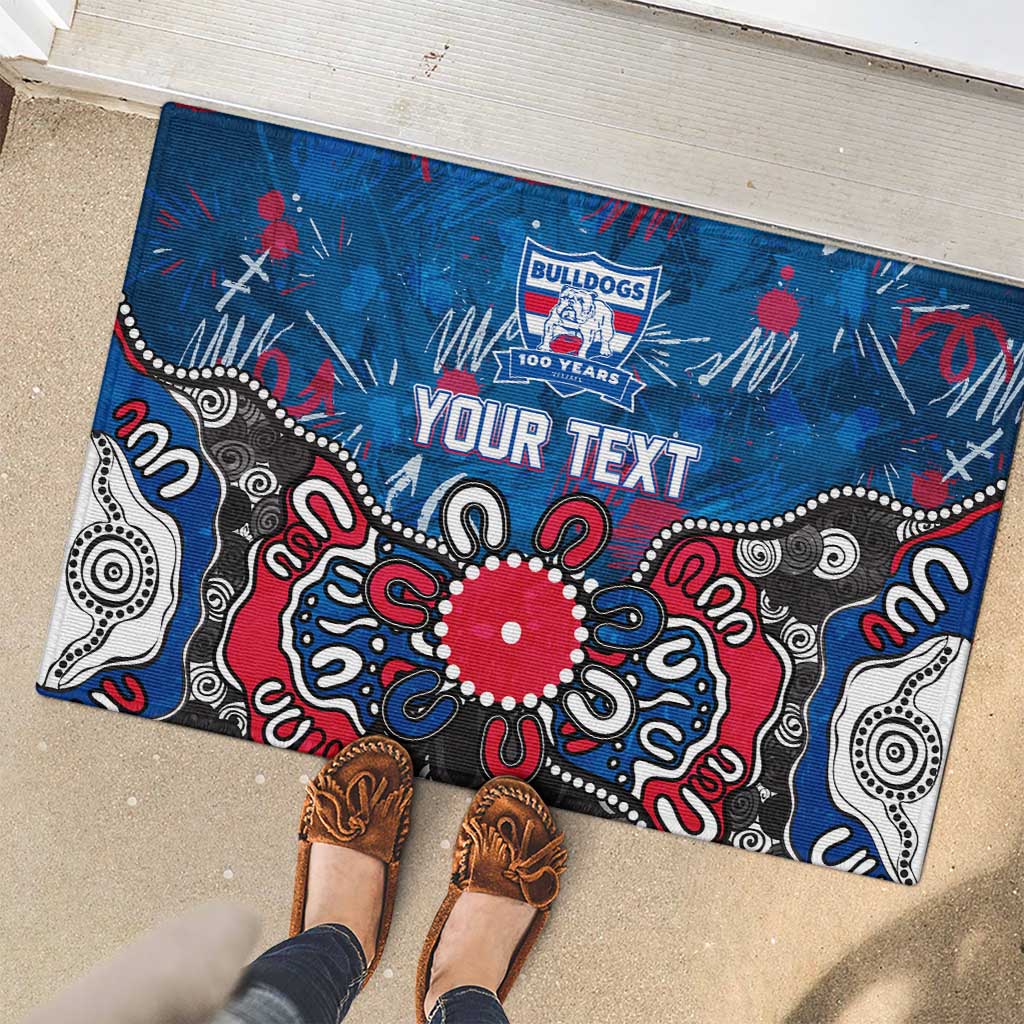 Personalized Western Bulldogs 100 Years Anniversary Rubber Doormat Aboriginal Dot Painting Graffiti Style