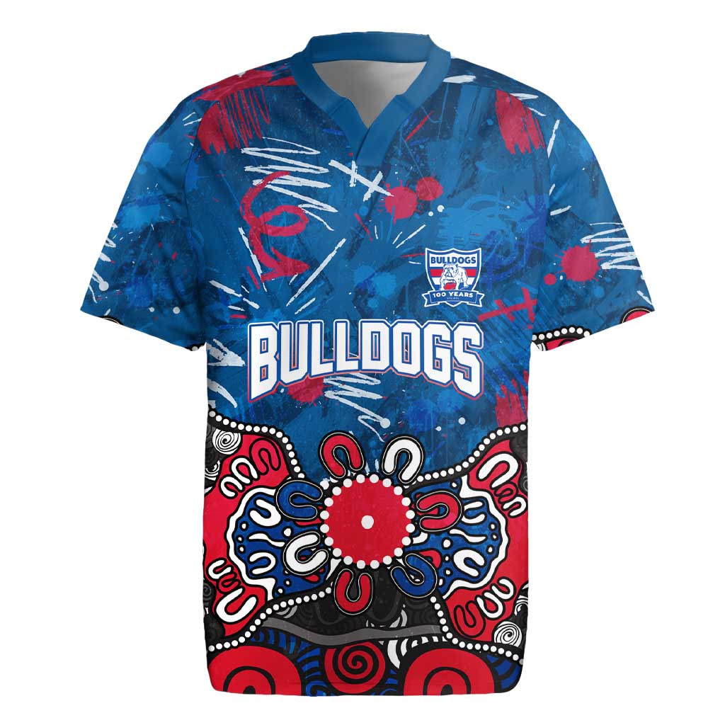 Personalized Western Bulldogs 100 Years Anniversary Rugby Jersey Aboriginal Dot Painting Graffiti Style