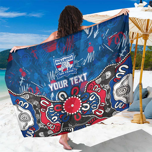 Personalized Western Bulldogs 100 Years Anniversary Sarong Aboriginal Dot Painting Graffiti Style