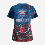 Personalized Western Bulldogs 100 Years Anniversary Scrub Top Aboriginal Dot Painting Graffiti Style