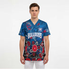 Personalized Western Bulldogs 100 Years Anniversary Scrub Top Aboriginal Dot Painting Graffiti Style