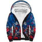 Personalized Western Bulldogs 100 Years Anniversary Sherpa Hoodie Aboriginal Dot Painting Graffiti Style