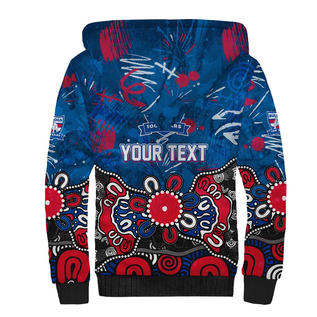 Personalized Western Bulldogs 100 Years Anniversary Sherpa Hoodie Aboriginal Dot Painting Graffiti Style