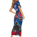 Personalized Western Bulldogs 100 Years Anniversary Short Sleeve Bodycon Dress Aboriginal Dot Painting Graffiti Style