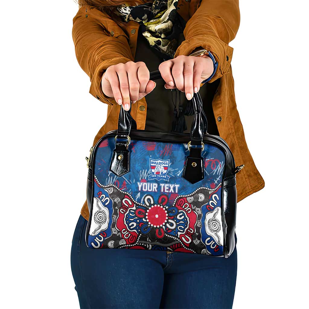 Personalized Western Bulldogs 100 Years Anniversary Shoulder Handbag Aboriginal Dot Painting Graffiti Style