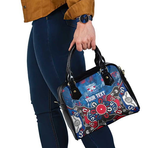 Personalized Western Bulldogs 100 Years Anniversary Shoulder Handbag Aboriginal Dot Painting Graffiti Style