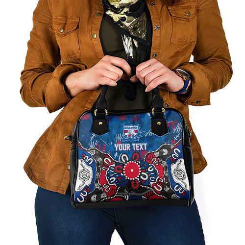 Personalized Western Bulldogs 100 Years Anniversary Shoulder Handbag Aboriginal Dot Painting Graffiti Style