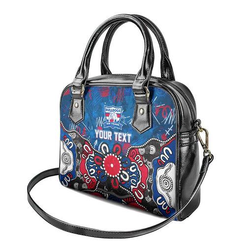 Personalized Western Bulldogs 100 Years Anniversary Shoulder Handbag Aboriginal Dot Painting Graffiti Style