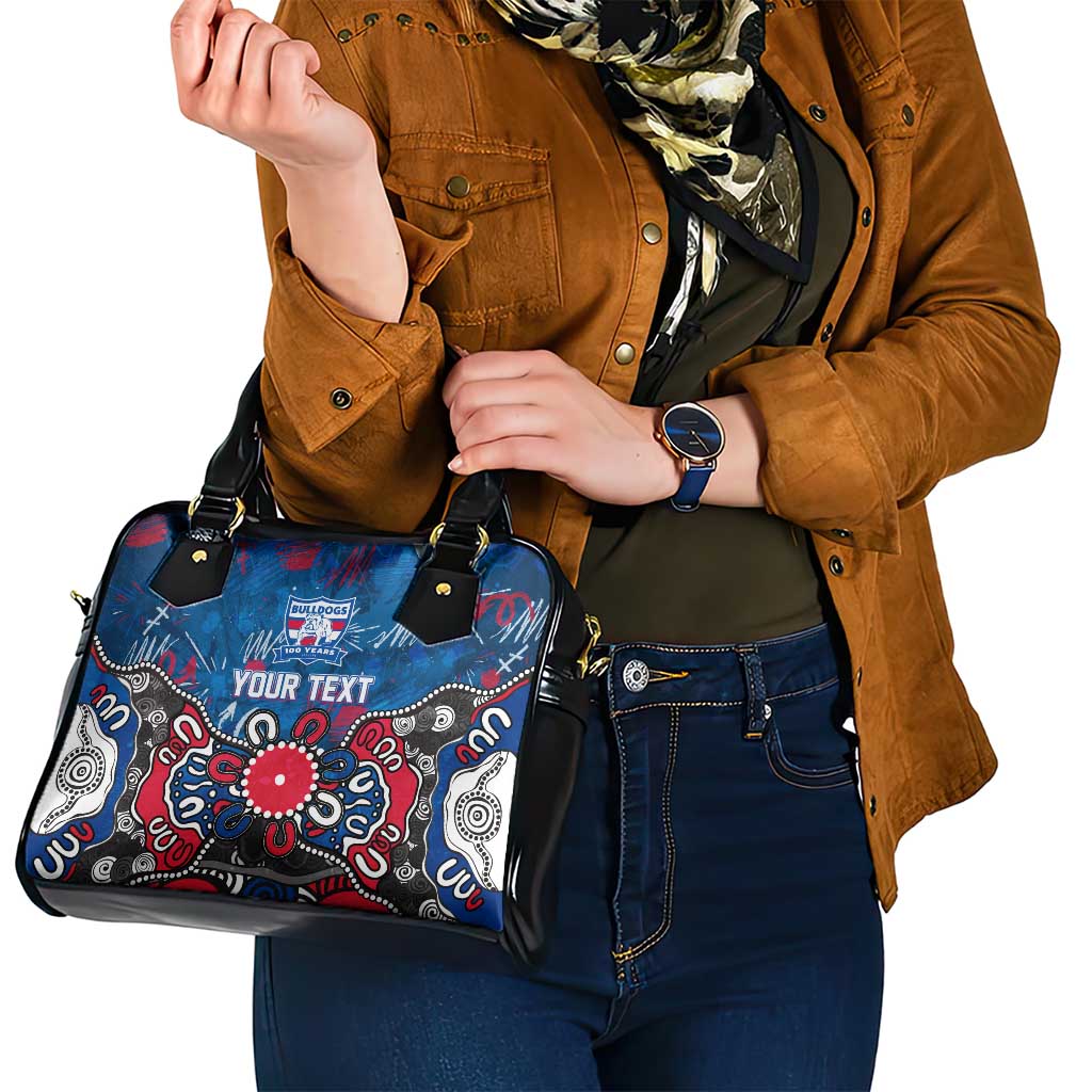 Personalized Western Bulldogs 100 Years Anniversary Shoulder Handbag Aboriginal Dot Painting Graffiti Style