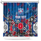 Personalized Western Bulldogs 100 Years Anniversary Shower Curtain Aboriginal Dot Painting Graffiti Style