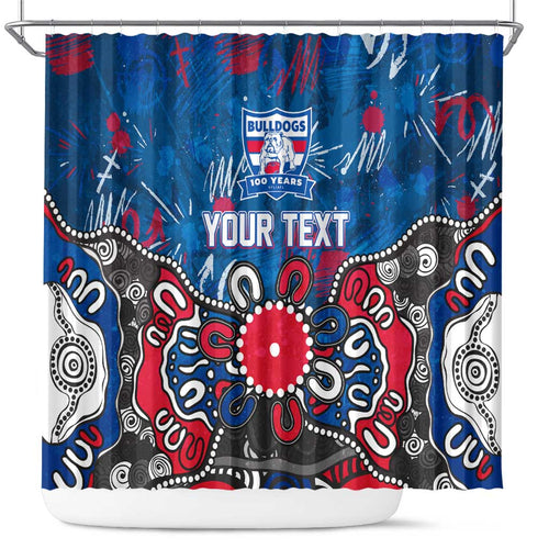 Personalized Western Bulldogs 100 Years Anniversary Shower Curtain Aboriginal Dot Painting Graffiti Style