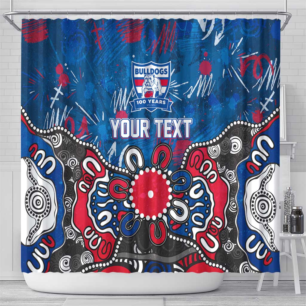 Personalized Western Bulldogs 100 Years Anniversary Shower Curtain Aboriginal Dot Painting Graffiti Style