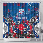 Personalized Western Bulldogs 100 Years Anniversary Shower Curtain Aboriginal Dot Painting Graffiti Style