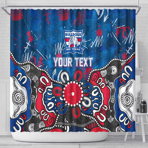 Personalized Western Bulldogs 100 Years Anniversary Shower Curtain Aboriginal Dot Painting Graffiti Style