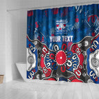 Personalized Western Bulldogs 100 Years Anniversary Shower Curtain Aboriginal Dot Painting Graffiti Style