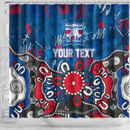 Personalized Western Bulldogs 100 Years Anniversary Shower Curtain Aboriginal Dot Painting Graffiti Style
