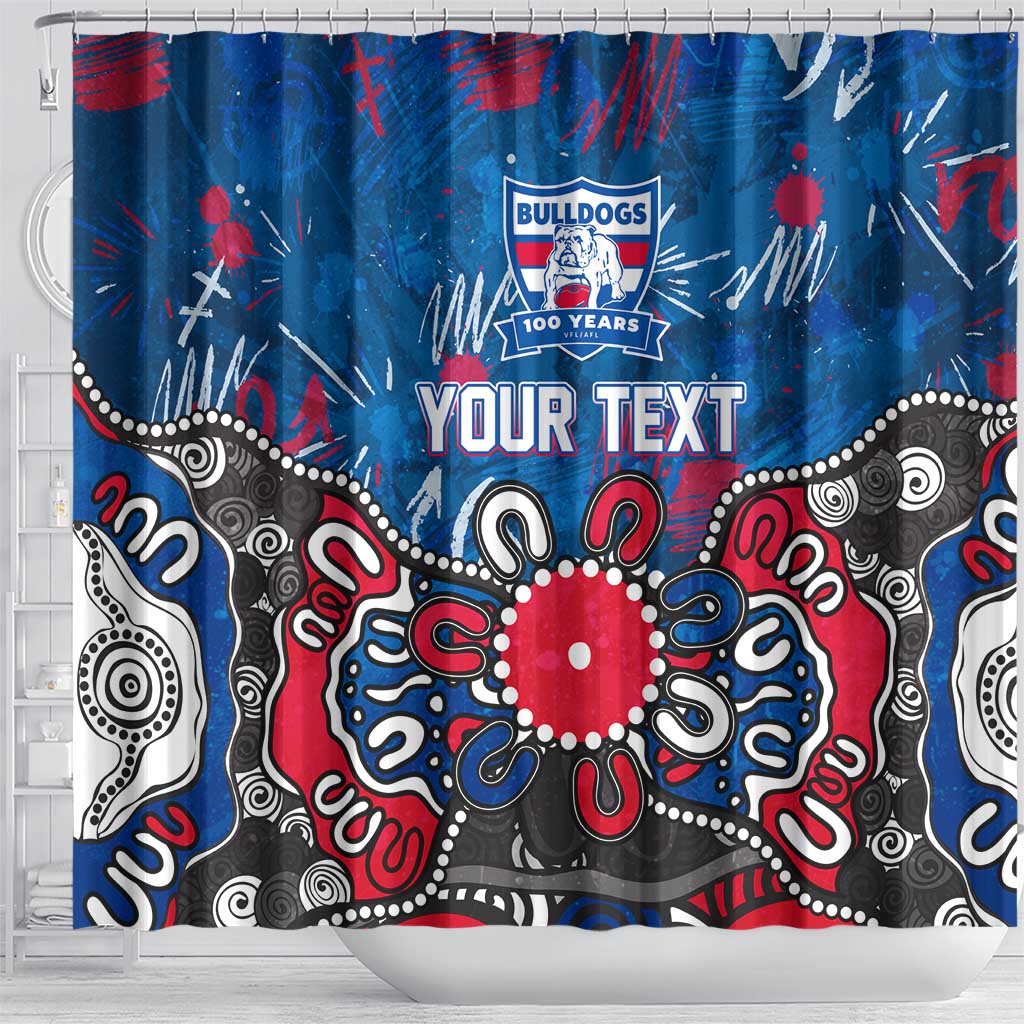 Personalized Western Bulldogs 100 Years Anniversary Shower Curtain Aboriginal Dot Painting Graffiti Style