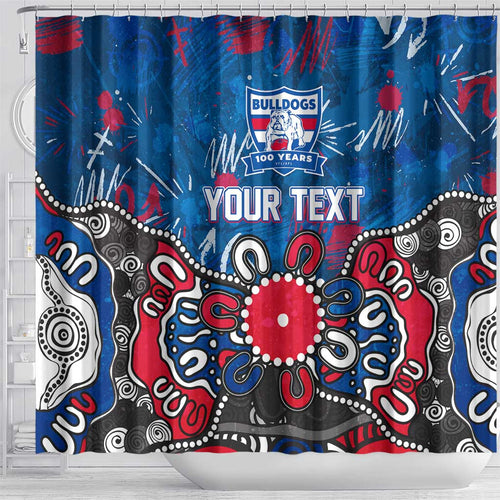 Personalized Western Bulldogs 100 Years Anniversary Shower Curtain Aboriginal Dot Painting Graffiti Style