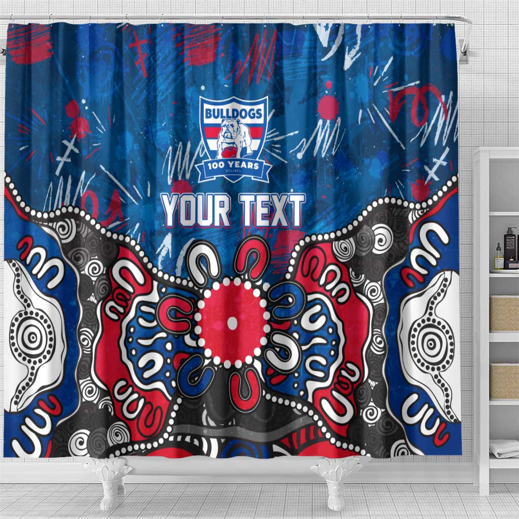 Personalized Western Bulldogs 100 Years Anniversary Shower Curtain Aboriginal Dot Painting Graffiti Style