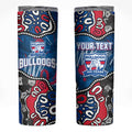 Personalized Western Bulldogs 100 Years Anniversary Skinny Tumbler Aboriginal Dot Painting Graffiti Style