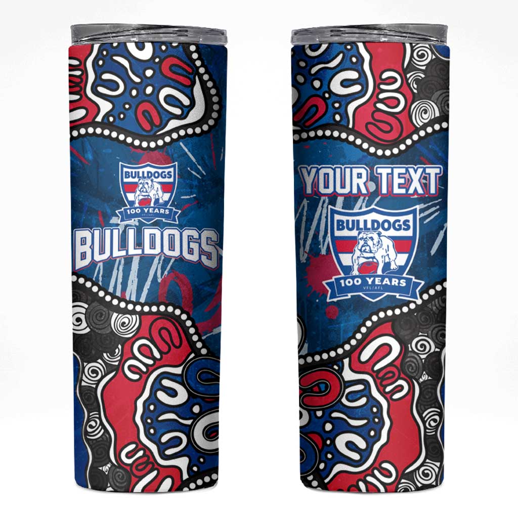 Personalized Western Bulldogs 100 Years Anniversary Skinny Tumbler Aboriginal Dot Painting Graffiti Style