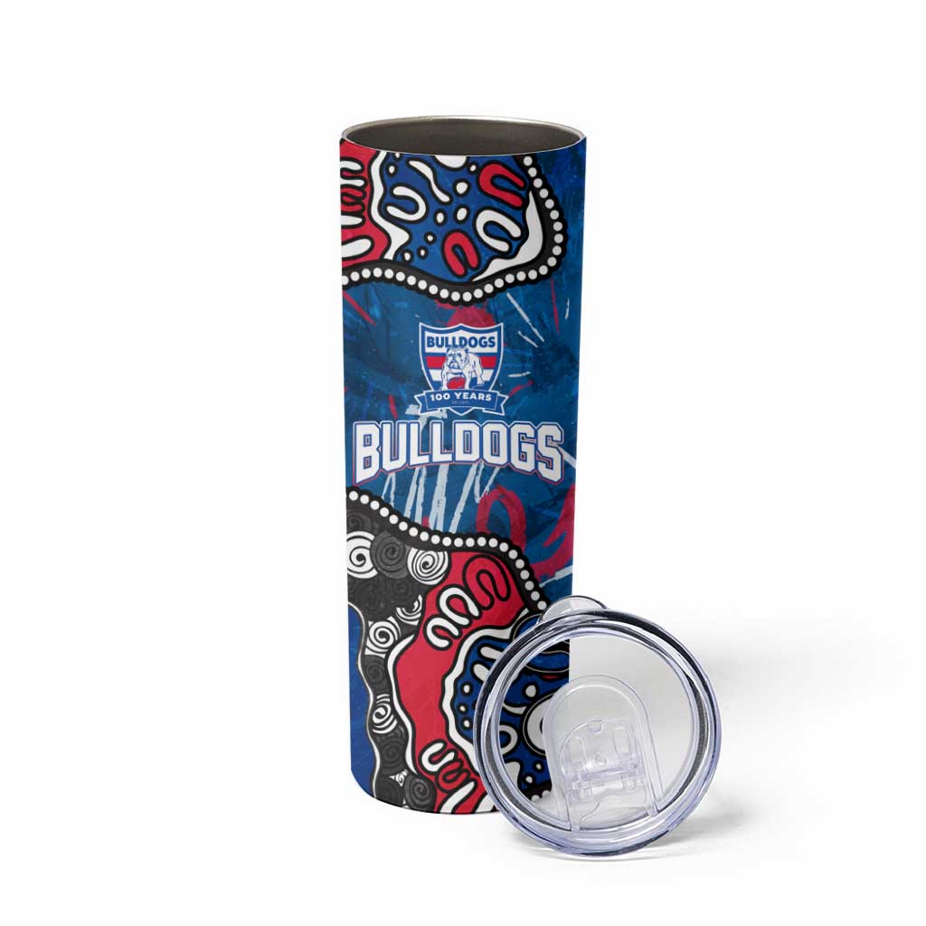 Personalized Western Bulldogs 100 Years Anniversary Skinny Tumbler Aboriginal Dot Painting Graffiti Style