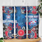 Personalized Western Bulldogs 100 Years Anniversary Skinny Tumbler Aboriginal Dot Painting Graffiti Style