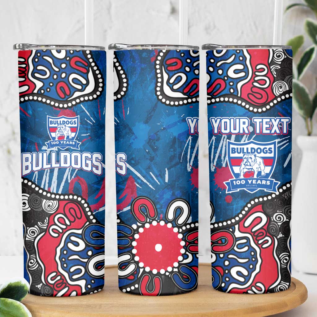 Personalized Western Bulldogs 100 Years Anniversary Skinny Tumbler Aboriginal Dot Painting Graffiti Style