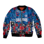 Personalized Western Bulldogs 100 Years Anniversary Sleeve Zip Bomber Jacket Aboriginal Dot Painting Graffiti Style