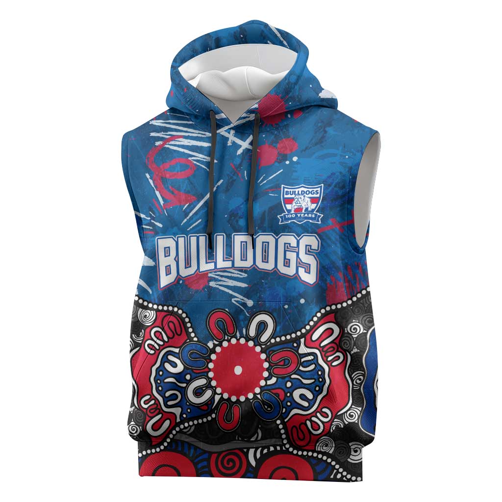 Personalized Western Bulldogs 100 Years Anniversary Sleeveless Hoodie Aboriginal Dot Painting Graffiti Style