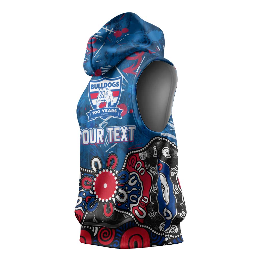 Personalized Western Bulldogs 100 Years Anniversary Sleeveless Hoodie Aboriginal Dot Painting Graffiti Style
