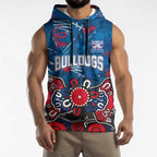 Personalized Western Bulldogs 100 Years Anniversary Sleeveless Hoodie Aboriginal Dot Painting Graffiti Style