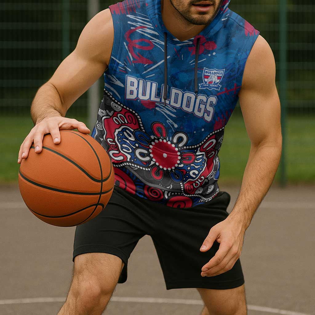 Personalized Western Bulldogs 100 Years Anniversary Sleeveless Hoodie Aboriginal Dot Painting Graffiti Style