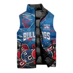 Personalized Western Bulldogs 100 Years Anniversary Sleeveless Puffer Jacket Aboriginal Dot Painting Graffiti Style