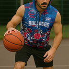 Personalized Western Bulldogs 100 Years Anniversary Sleeveless Zip Hoodie Aboriginal Dot Painting Graffiti Style
